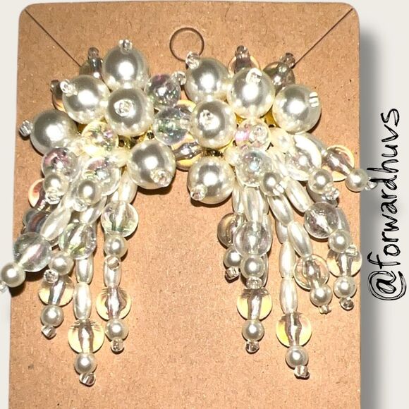 Bundle Sale 3 for $15 | Cluster Beaded Earrings Iridescent Pearl-Like Beads - Picture 4 of 7
